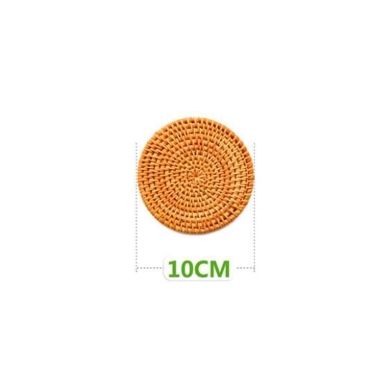 Dessous De Verre En Rotin Wooloow - Lot De 6 - Faits Main - Naturel - 10 Cm - Protection Tables