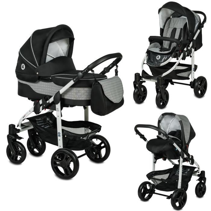 Poussette Combinée Trio 3 en 1 B&W ISOFIX Noir / Rouge - Cdiscount  Puériculture & Eveil bébé