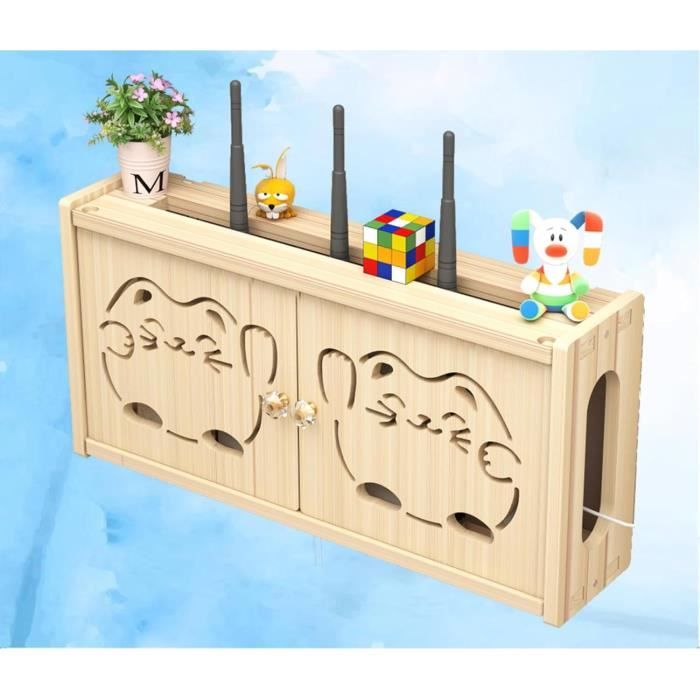Étagère De Rangement Pour Routeur WiFi En Bois - Avec Porte, Cache Câbles, Pour Salon Ou Bureau - 11