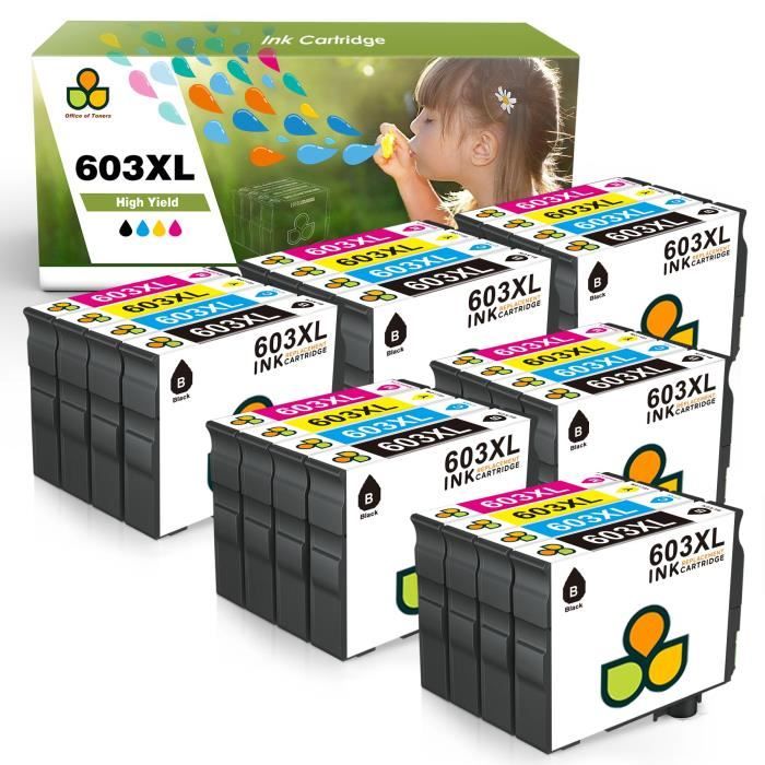 Cartouches D'encre 603 XL Compatibles - Pour Imprimantes Epson XP Et WF Séries, Haute Capacité 500 Pages Noir