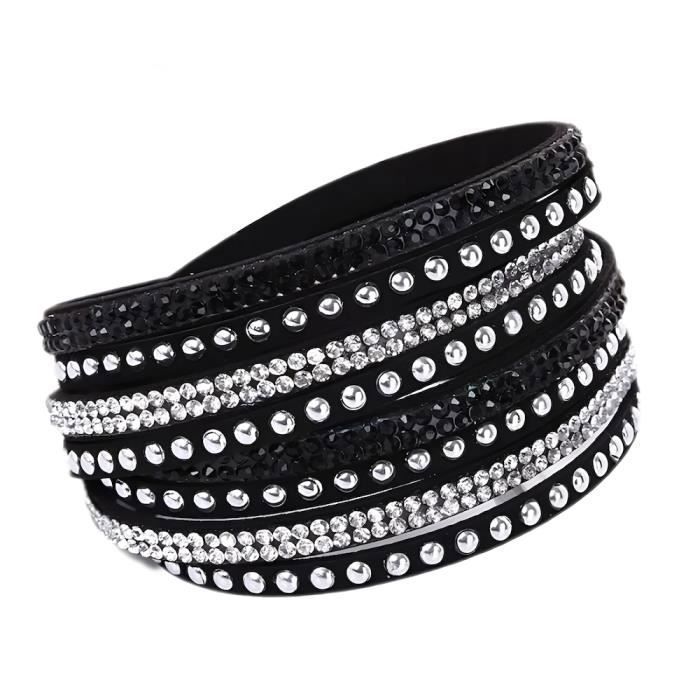 Bracelet - Femme - Wrap - Ajustable - Cuir -