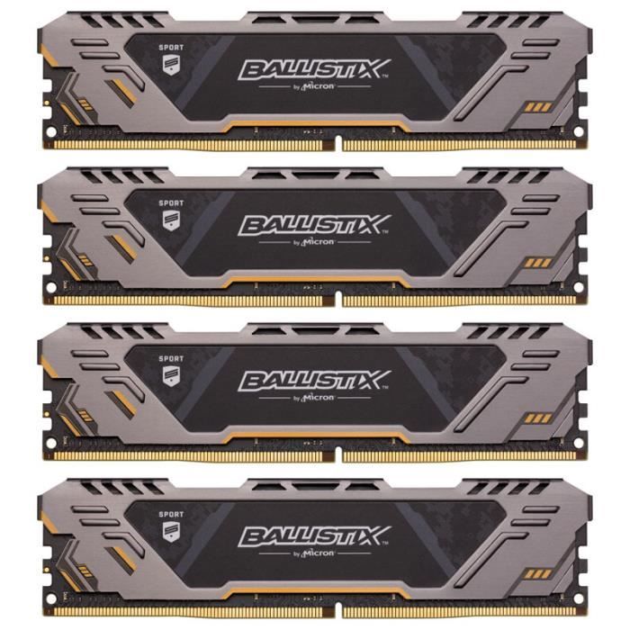 Vente Memoire PC Mémoire Crucial Ballistix Sport AT, DDR4-2666, CL16 - 64 GB Quad-Kit 0,000000 pas cher Vente Memoire PC Mémoire Crucial Ballistix Sport AT, DDR4-2666, CL16 - 64 GB Quad-Kit 0,000000 pas cher