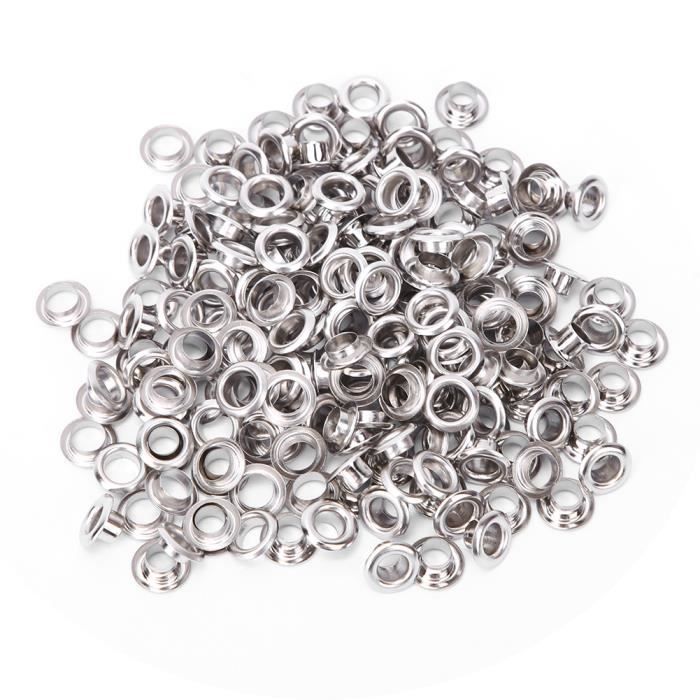 Œillets Métalliques Argenté 8mm - Lot De 100 Avec Outil - Pour Lacets, Vêtements, Cuir