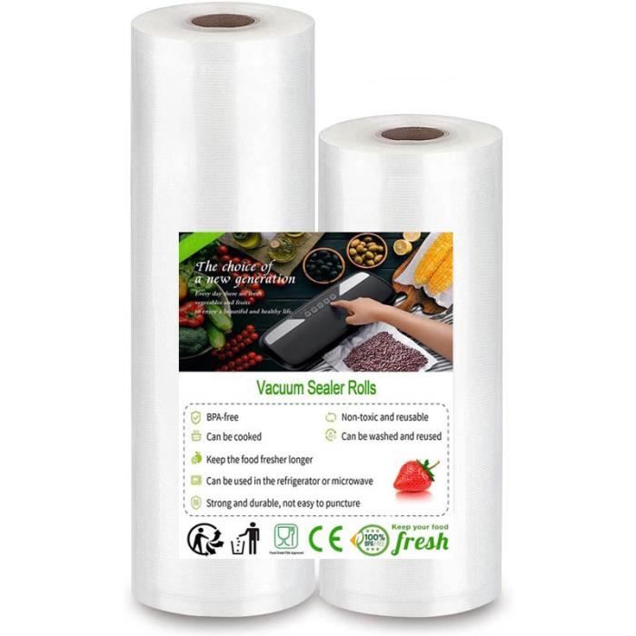 Rouleaux Sac Sous Vide Alimentaire 20x500cm 28x500cm, Rouleau de Mise  Sous Vide pour Machine Sous Vide et la Conservation