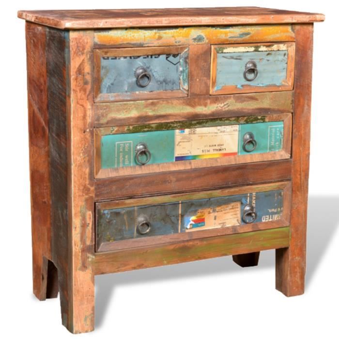 Armoire A 4 Tiroirs Style Vintage De Chambre En Bois Massif