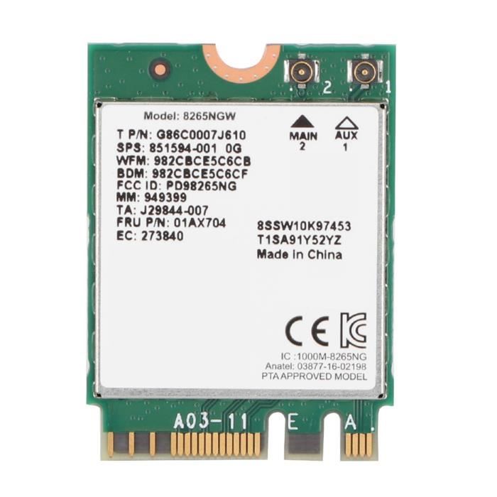 7265HMW Carte Réseau Sans Fil 1200Mbps 2.4 5Ghz Bluetooth 4.2 Mini PCIE