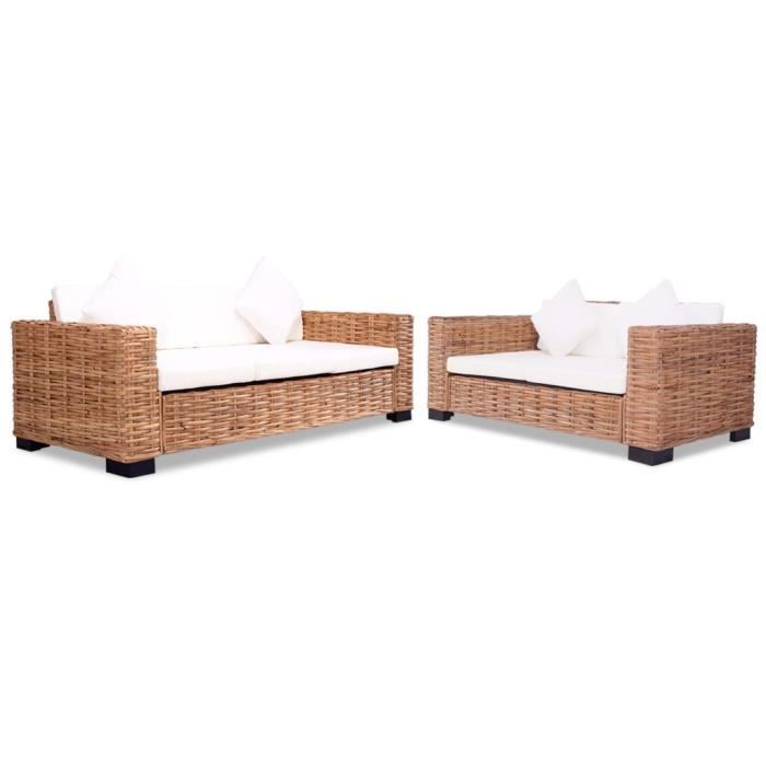 Kkmoon 15 Pcs Salon Jardin En Rotin Naturel Ensemble De Canapes