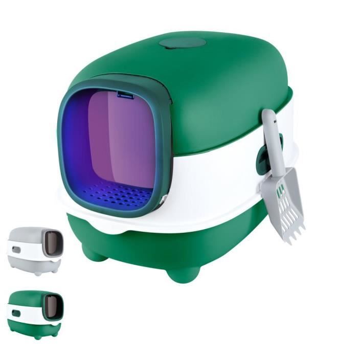 Meilleurs prix pour MENGDA Bac Litière Chat-40*39*56cm - Maison de Toilette avec Pelle - Filtre Charbon de Bambou Anti-Odeurs -Vert