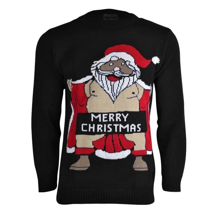 Hommes Nouveauté Nu Père Noël Joyeux Noël Pulls Pullover Noir