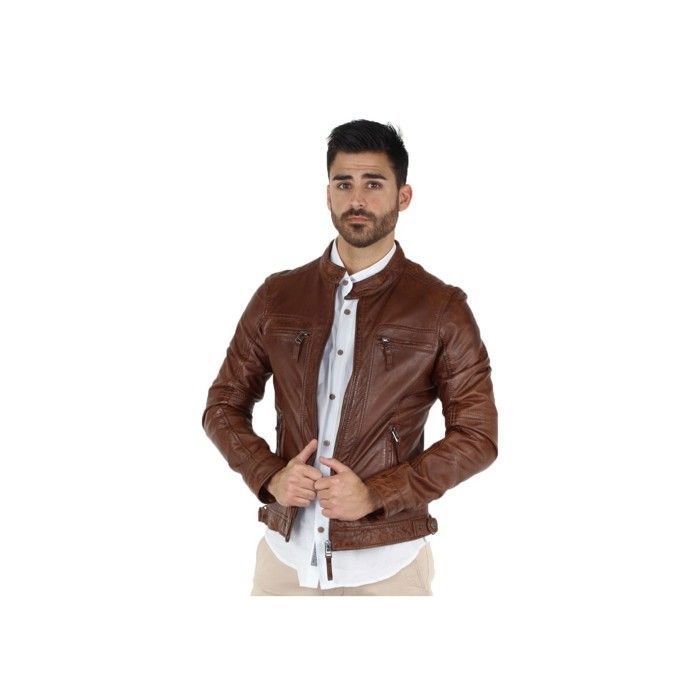 Blouson Oakwood Casey en cuir ref_cco34483 Tabac