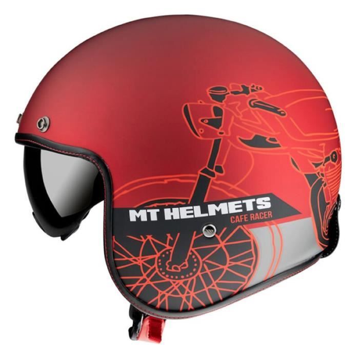 Casque jet café racer MT Helmets Le mans 2 SV - rouge mat - S (55/56 cm)