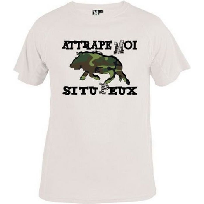 Humour Tee Shirt Chasse Enfant Attrape Moi Si Tu Peux