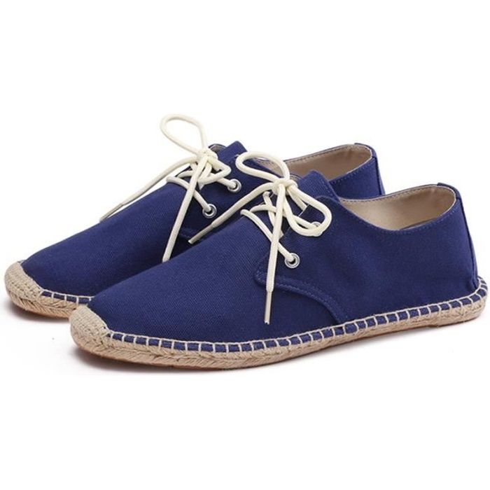 Espadrille Homme Toile Chanvre Aération Couleur Unie Avec Lacet