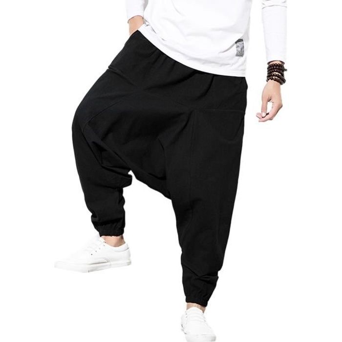 Pantalon de jogging pour femme - Jambe large - En coton - Pantalon de  survêtement long - Baggy - Pantalon de