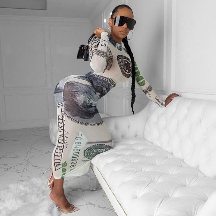 Mini-Robe Moulante Charmante Semi-Transparente Sexy Epissée En Dentelle à Manches Longues Au Col Rond