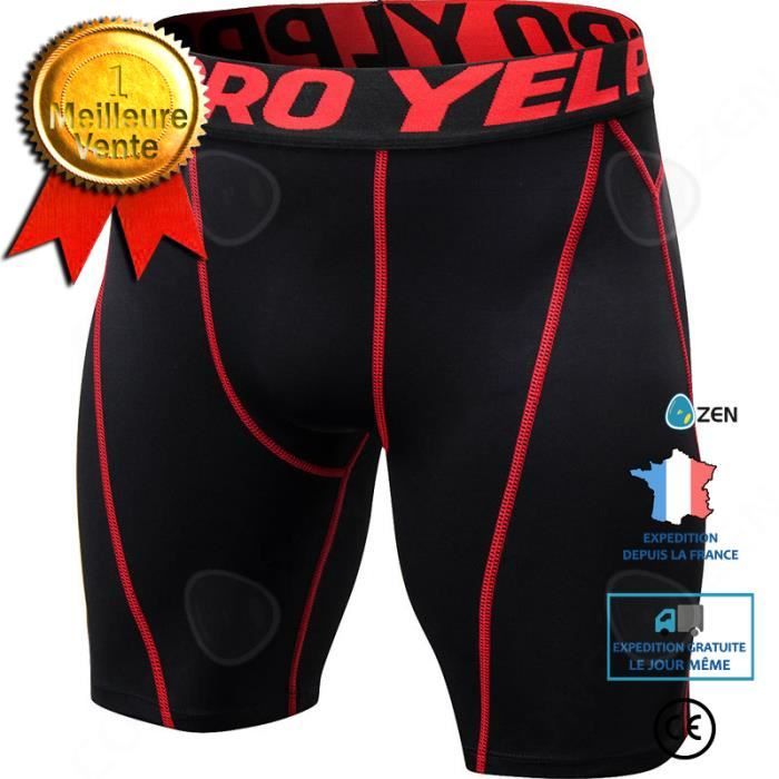 Short De Compression Homme - Sport Séchage Rapide 2-en-1 Avec Poches Zippées
