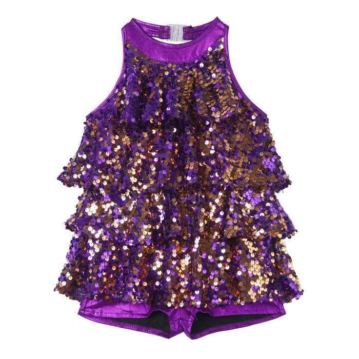 Justaucorps Danse Runhomal Avec Jupe - Strass Brillant - Pour Jazz, Ballet, Danse Latine - Fille 5-16 Ans