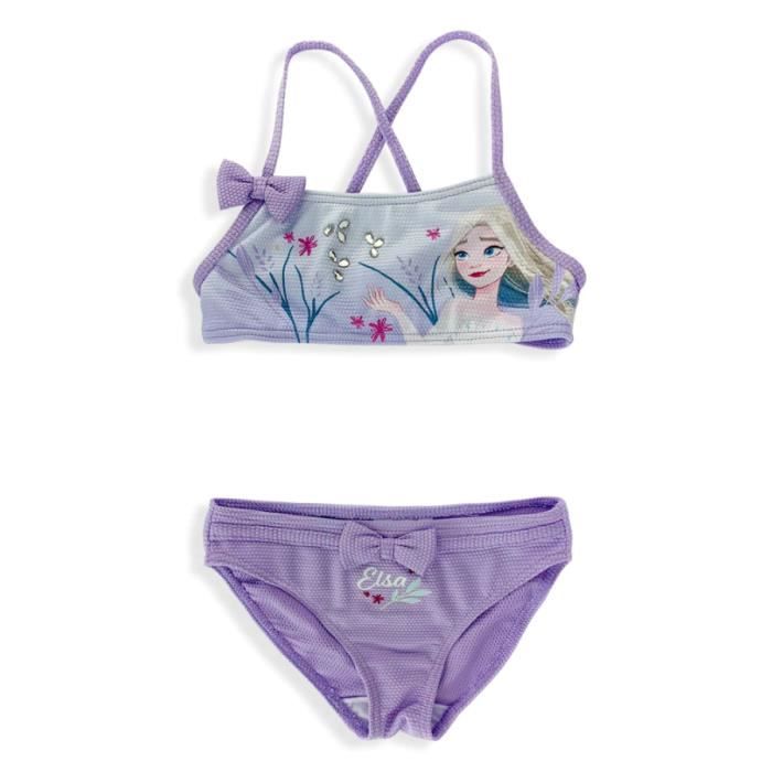 Maillot de bain Reine des Neiges Disney enfant fille 2 pièces Elsa violet