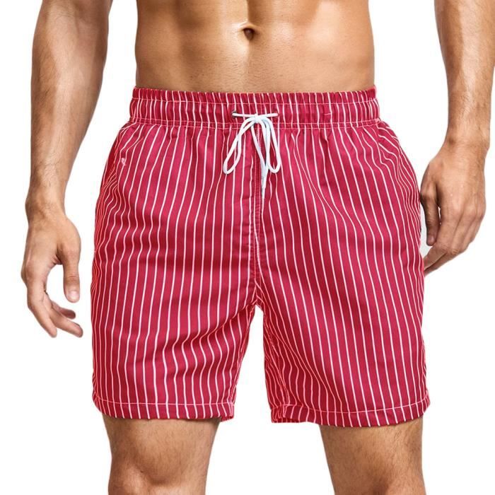 Maillot De Bain,Maillot De Bain Couleur Géométrique Rembourré Pour Hommes, Slip De Plage, 14