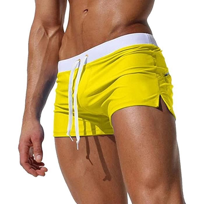 Maillot de Bain pour Homme Boxer Court de Plage Loisir Cordon de Serrage  Ajustable Jaune Jaune - Cdiscount Prêt-à-Porter