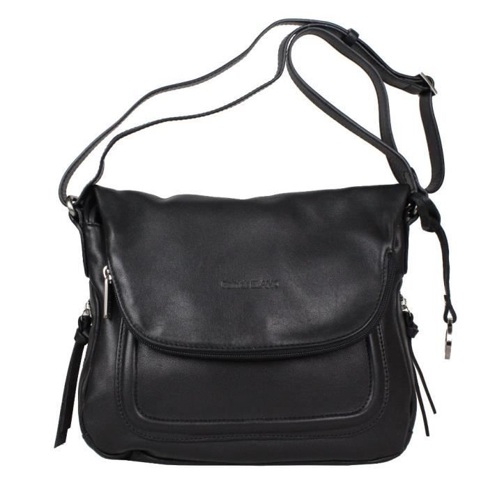 Sac bandouli?�re cuir Patrick Blanc 100131 (Noir) Noir - Cdiscount Bagagerie - Maroquinerie