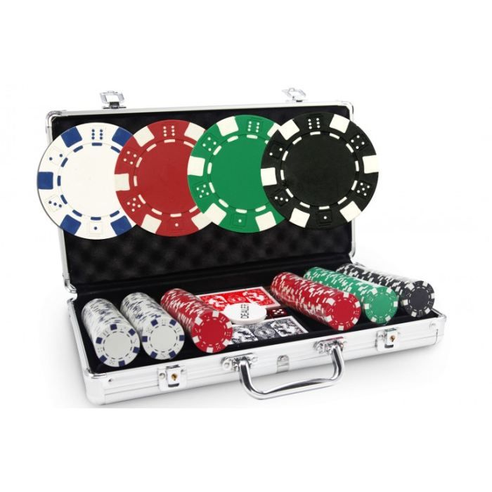  Malette Poker Dice 300 jetons - Aluminium - 2 jeux de cartes - R&egrave;gles du jeu Pokeo 