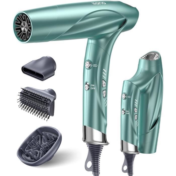 Sèche-cheveux pour enfants à piles fonctionnant avec des sons et de l'air réels avec accessoires, diffuseur et bec verseur, salon de beauté pour fille et garçon