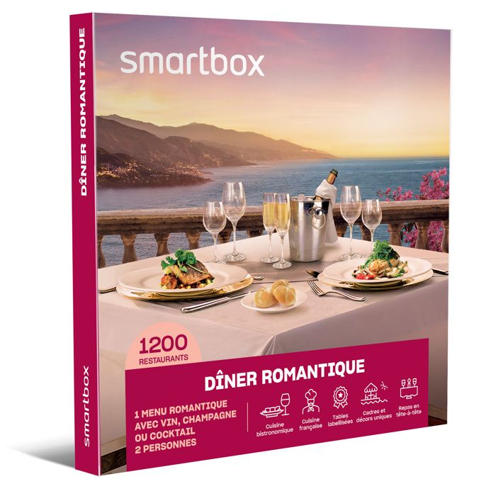 SMARTBOX - Coffret Cadeau - DÎNER ROMANTIQUE - 1200 restaurants de cuisine traditionnelle, bistronomique, exotique ou créative