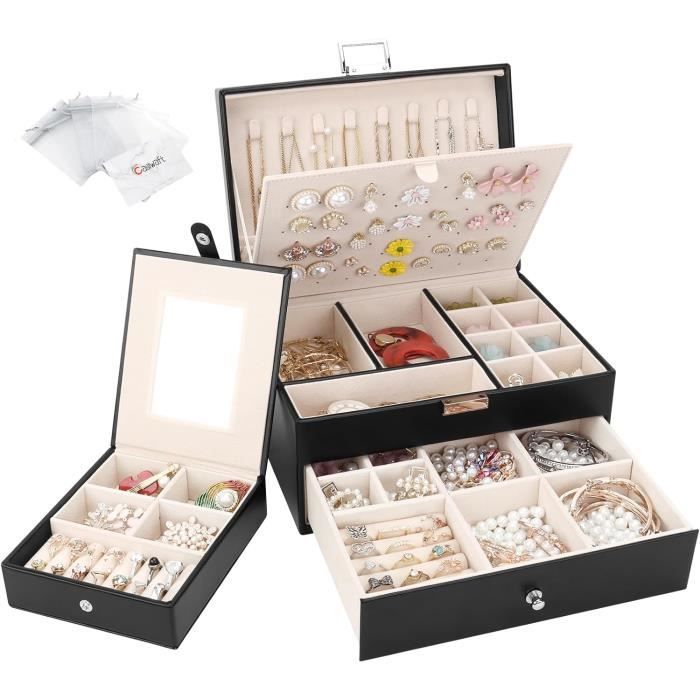 Boîte à Bijoux En Brocart Avec Compartiments - Rangement élégant, Neuf Sans Boîte