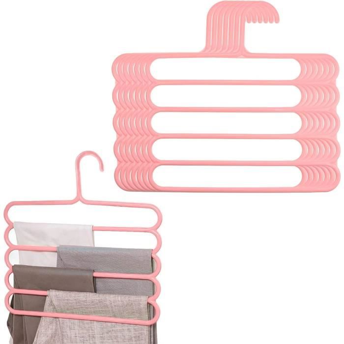 30 Cintres Pantalon Plastique - Gain De Place Avec Crochets & Rainures - Pour Chemises, Manteaux, Robes… - Noir - Épaisseur 4 Mm - PP Résistant