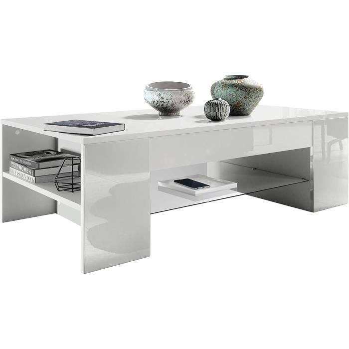 table de salon clip - sss - blanc mat - bois - panneaux de particules - contemporain - design - 118x60x37 cm