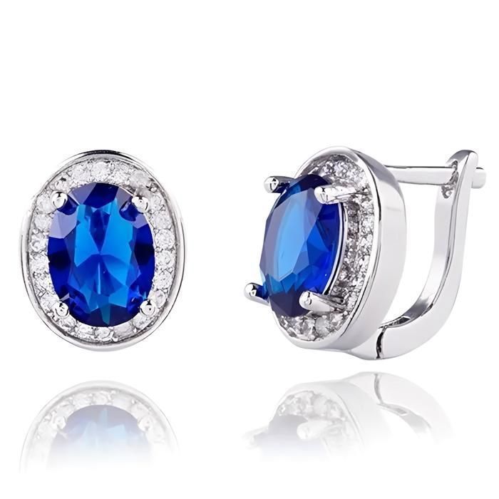 Boucles d'oreille verre Murano - Bleu et Or