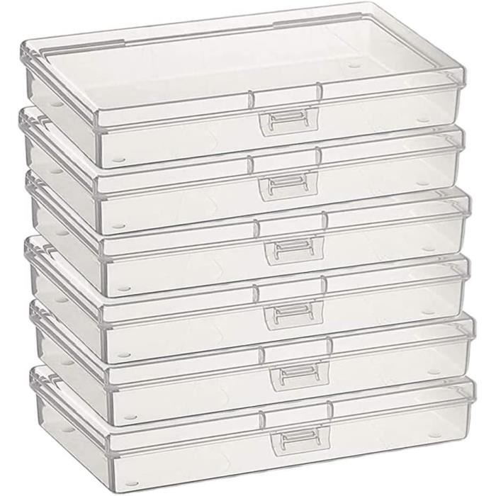 Lot de 16 boîtes de rangement en plastique transparent avec couvercle à