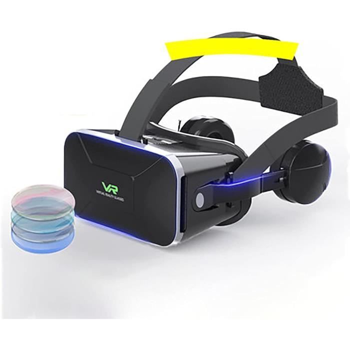 Casque VR 3D Pour Smartphone - Compatible Android/iOS, Lentilles 2K Anti-lumière Bleue, Télécommande Incluse