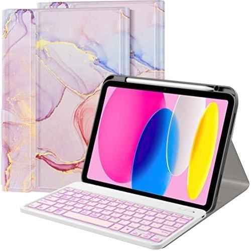 Coque Clavier pour iPad 10Ème Génération,AZERTY Français Étui Clavier