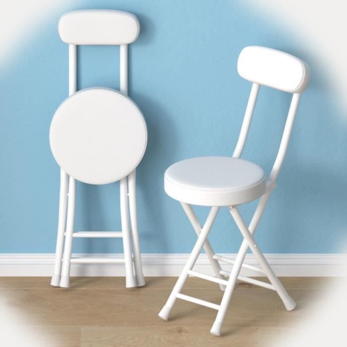 Tabouret Pliant Avec Dossier Cuir Marron - Tabouret Bar Portable Rembourré Pour Cuisine, 150kg