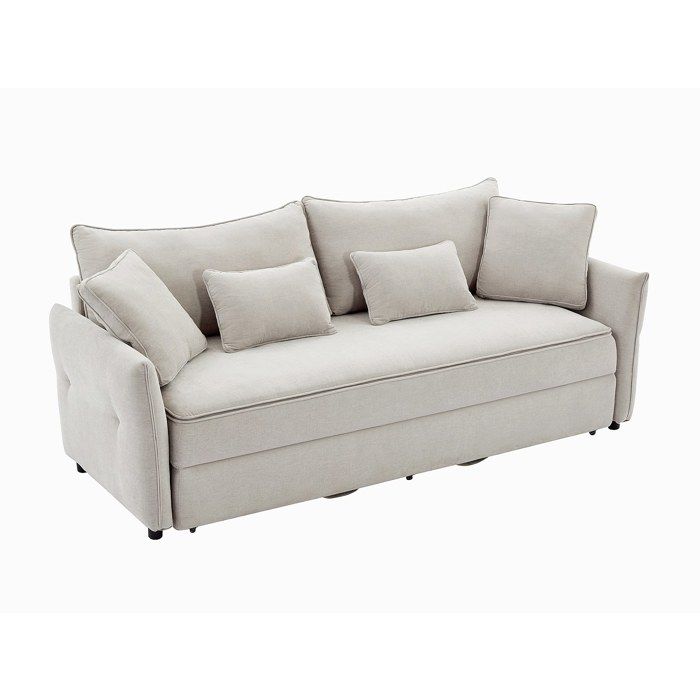 Canapé 3 places convertible en tissu beige avec assise à mémoire de forme SITALA