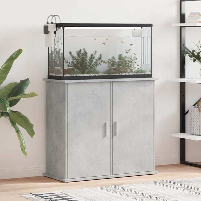 vidaXL Support aquarium bois d'ingénierie béton - vue 3