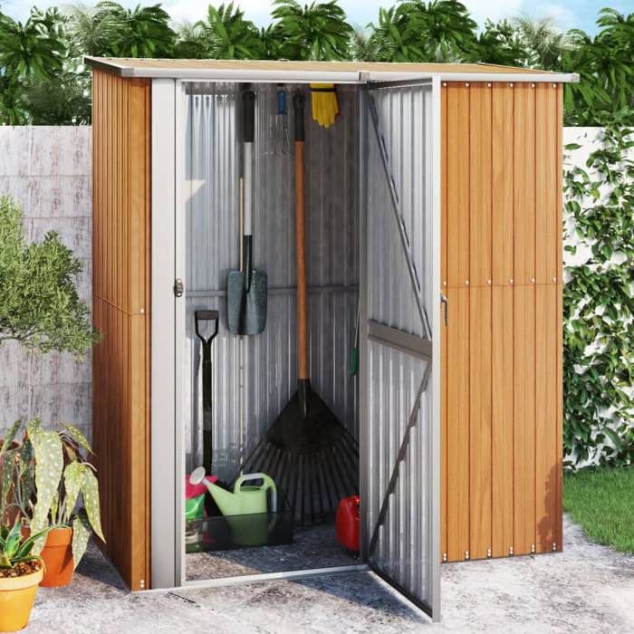 vidaXL Abri de Jardin Hangar de Stockage Abri de Rangement Remise à Outils Maison dExtérieur Marron 1805x97x2095 cm Acier 150906