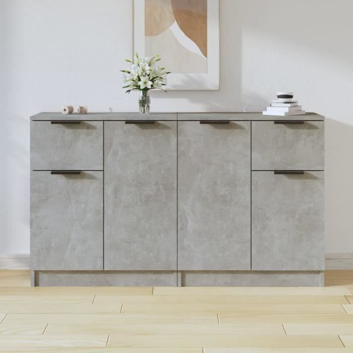 vidaXL Buffets 2 pcs Gris béton 60x30x70 cm Bois dingénierie 3115815