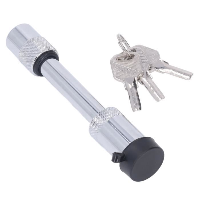 Verrou D'attelage De Remorque MaxxHaul 1,6cm - Chrome, Avec 2 Clés Et Bouchon Anti-poussière