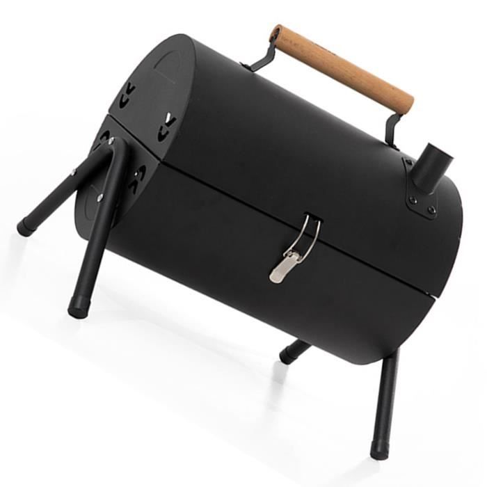 YOSOO Barbecue au charbon de bois Barbecue à charbon de bois Portable sans fumée, Double face en métal, pour sport couverts Noir