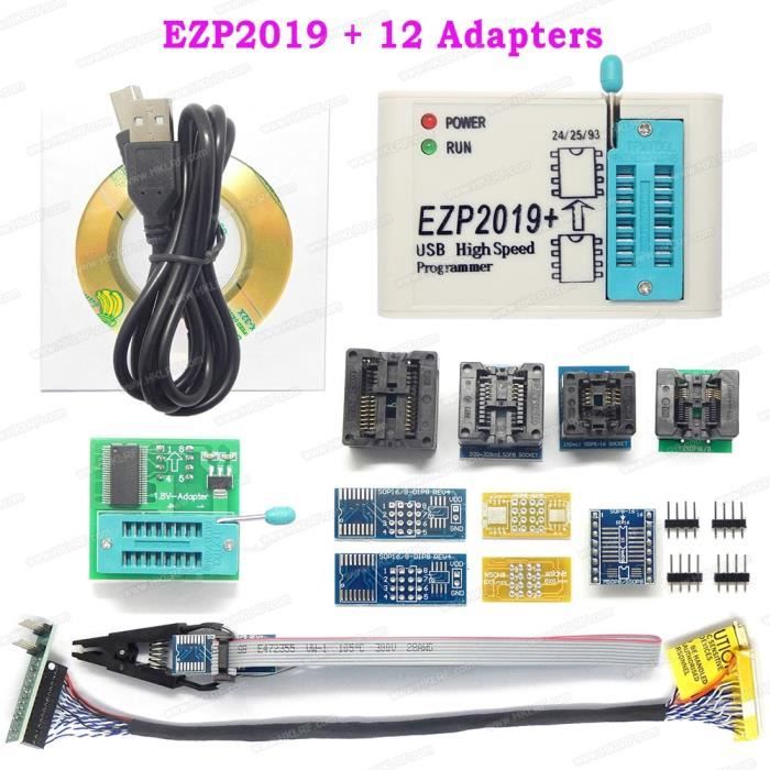 EZP2019 12 Items -EZP2019 + programmateur USB SPI + 12 adaptateurs ...