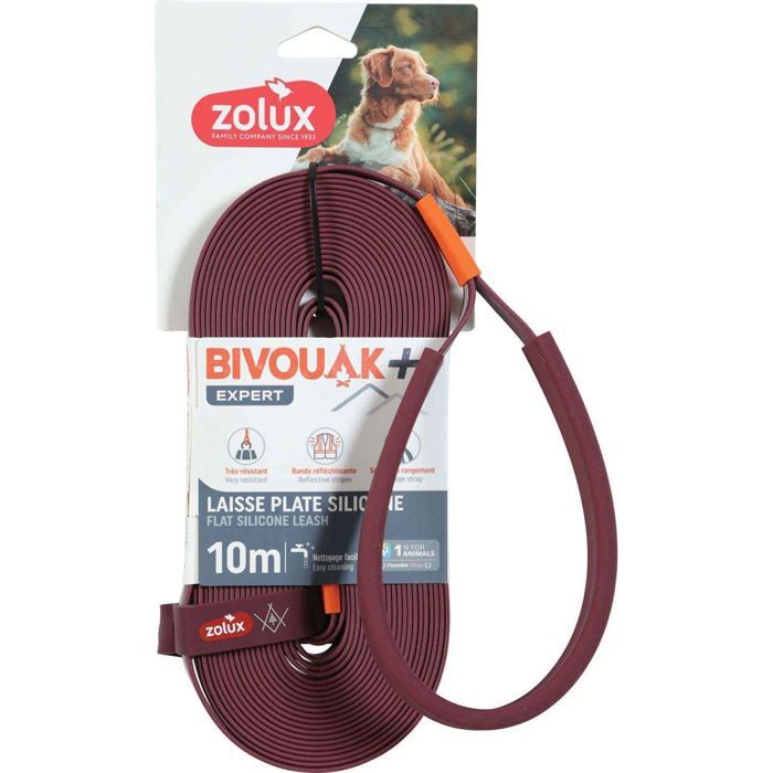 Longe plate - ZOLUX - Bivouak - Silicone - 10 m - Bande réfléchissante