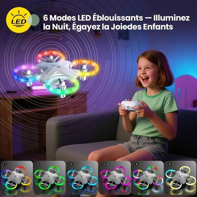 Drone Mini Holy Stone HS180 Avec Lumières LED, 3 Batteries, Facile À Piloter - Jeux - Jouets