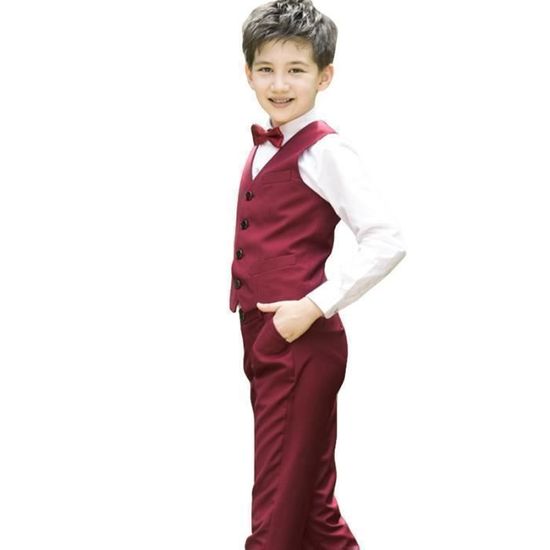 Generisch Costume pour enfant garçon - 2 pièces - Classique - Coupe ajustée - Costume de mariage Tuxedo - Veste - Pantalon - Gilet - Mode garçon - Ensemble de vêtements pour enfants - Veste de mariage