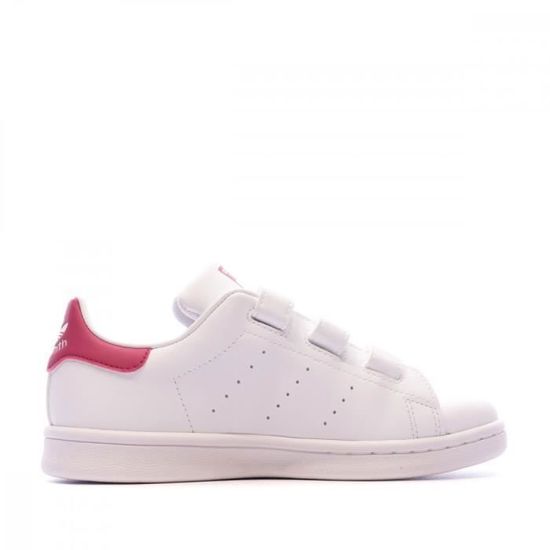 Baskets Adidas Stan Smith pour fille Blanc Rose Tige en cuir Fermeture par scratch Pink Cdiscount Chaussures