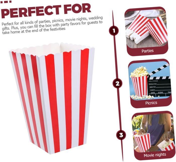 Lot De 400 Sachets à Pop-corn En Papier - Capacité Environ 28 G (2-3 Tasses) - Design Noir Et Blanc Classique - Pour Soirée Cinéma, Bar, Fête