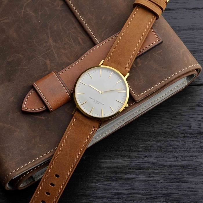 Bracelet 18/16mm Cuir Blanc Boucle Acier