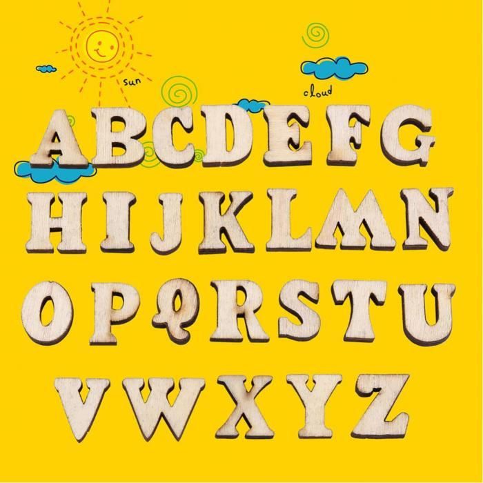 Lot De 156 Lettres Majuscules En Bois - Jouet éducatif Pour Enfants - Bac De Rangement Inclus